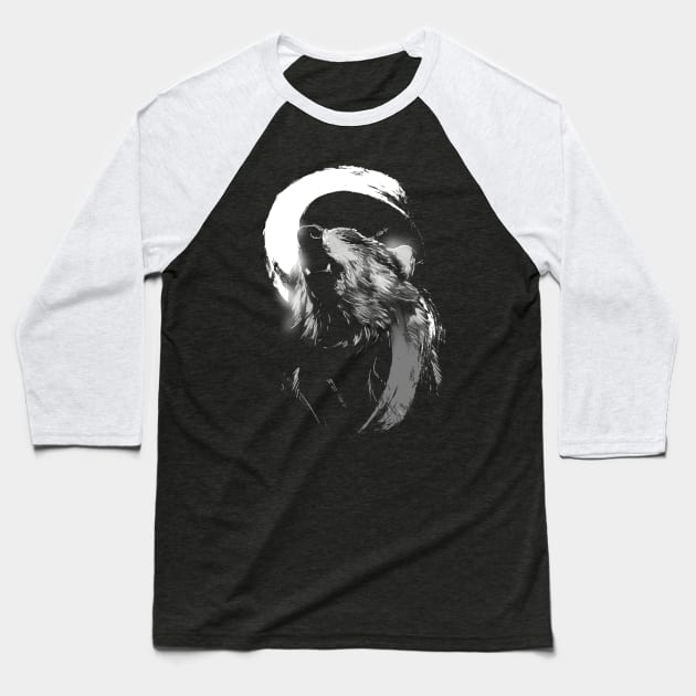 wolf Baseball T-Shirt by artofkaan